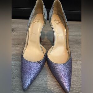 Christian Louboutin Iriza Purple Glitter Pointed-Toe Pumps